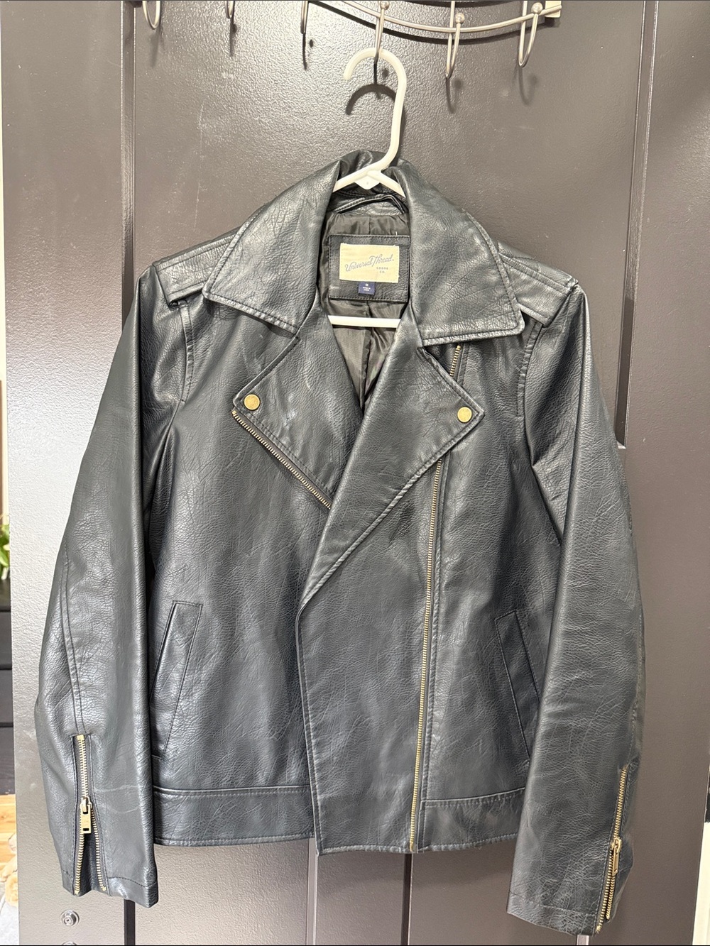 Universal Thread Oversized Black Leather Biker Jacket